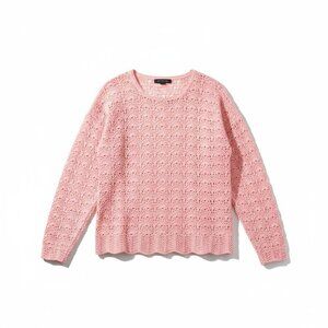 Yarnworks Pink Crochet Knit Sweater – Size Small